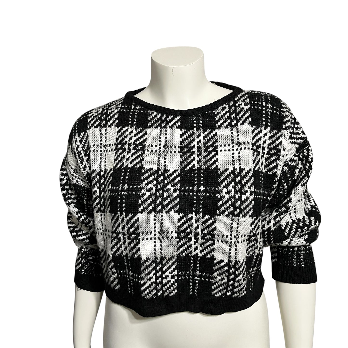 Vintage America Black and White Checkered Sweater