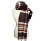 Plaid Brown Red Soft Scarf With Fringe