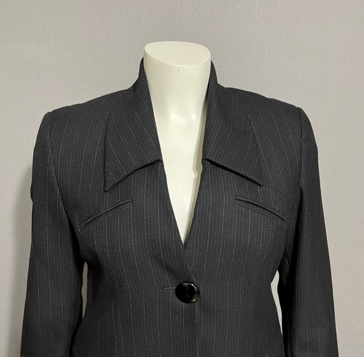 Andrea Palladio Black Striped 100% Wool Italy Made Blazer Sz-10