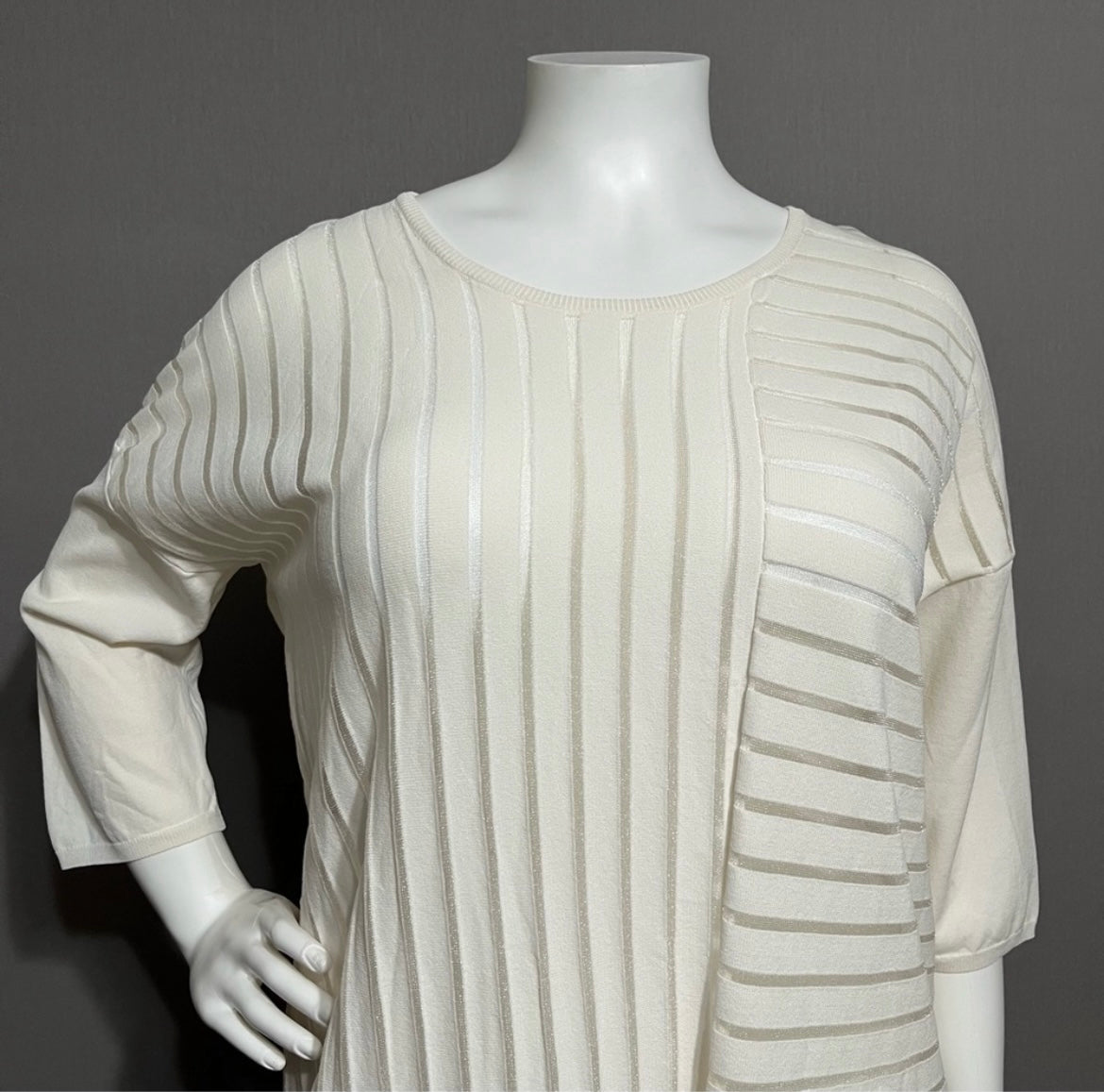 Wynne Layers White Stripe Sweater Sz-XL