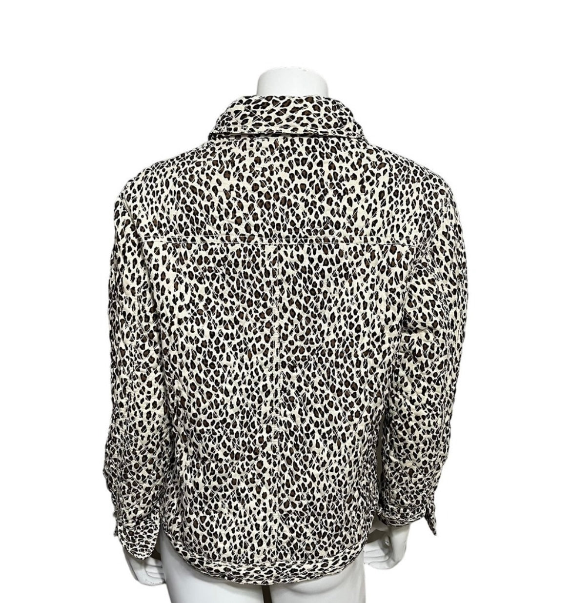 Coldwater Creek 100% Silk Leopard Print Quilted Jacket Sz-Small Petite