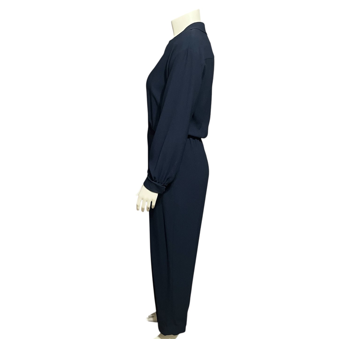 Liz Claiborne Vintage Navy Collard Long Sleeve Jumpsuit Sz-10