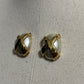 Vintage X Gold and Cream Women's Pierced Earrings 
 
 
 