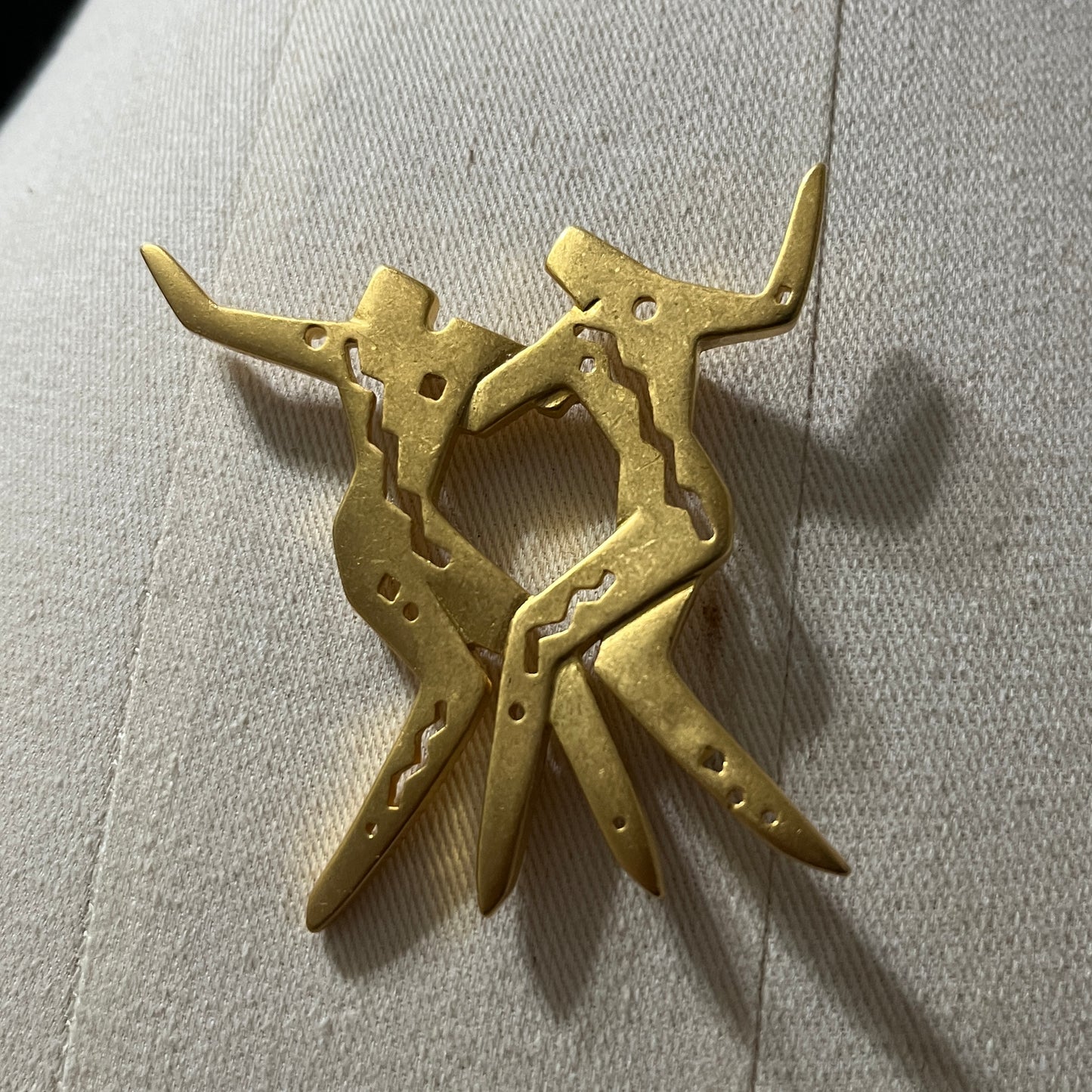 Unique Vintage Gold Dancing Figures Brooch