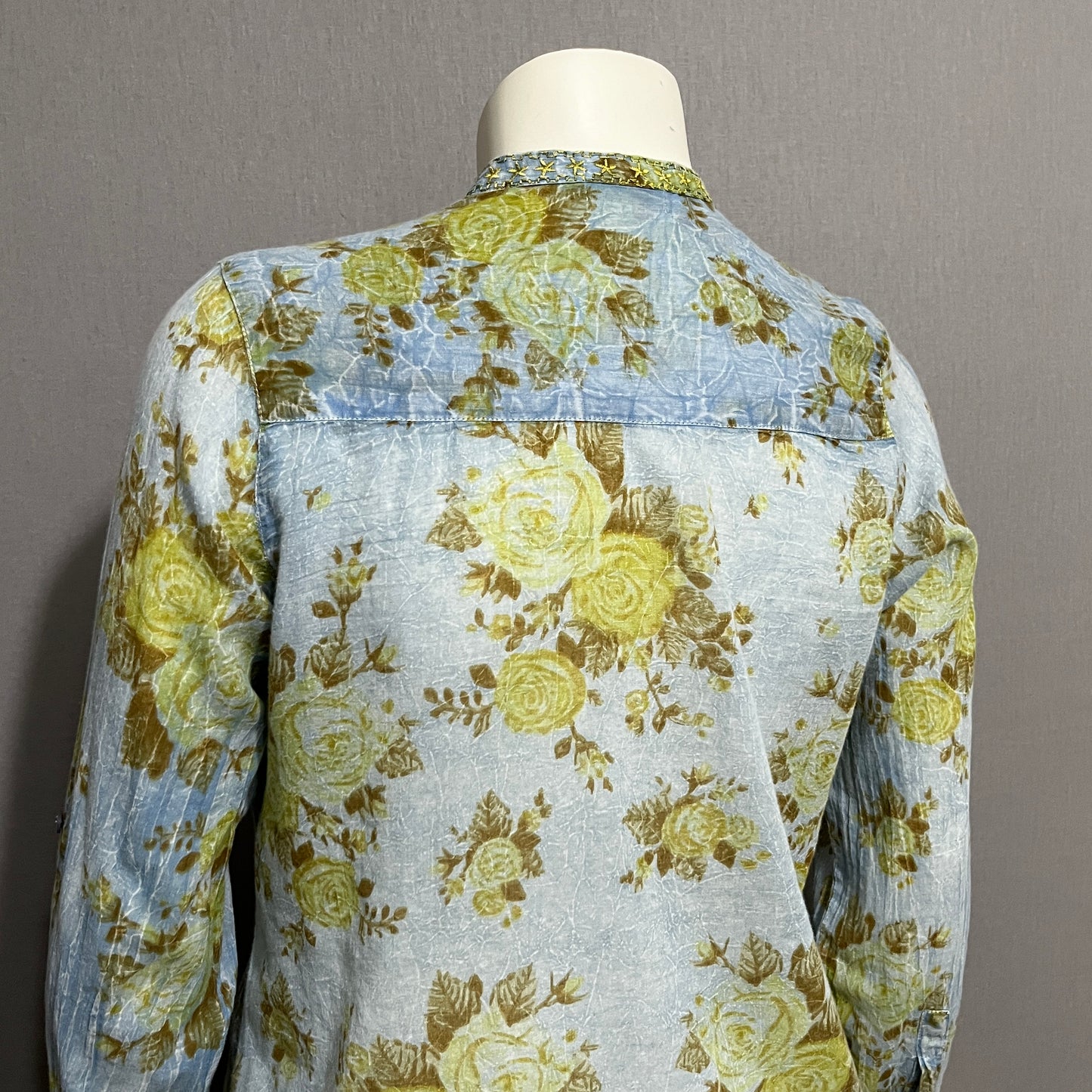 Floral Button Down Shirt in Blue and Green