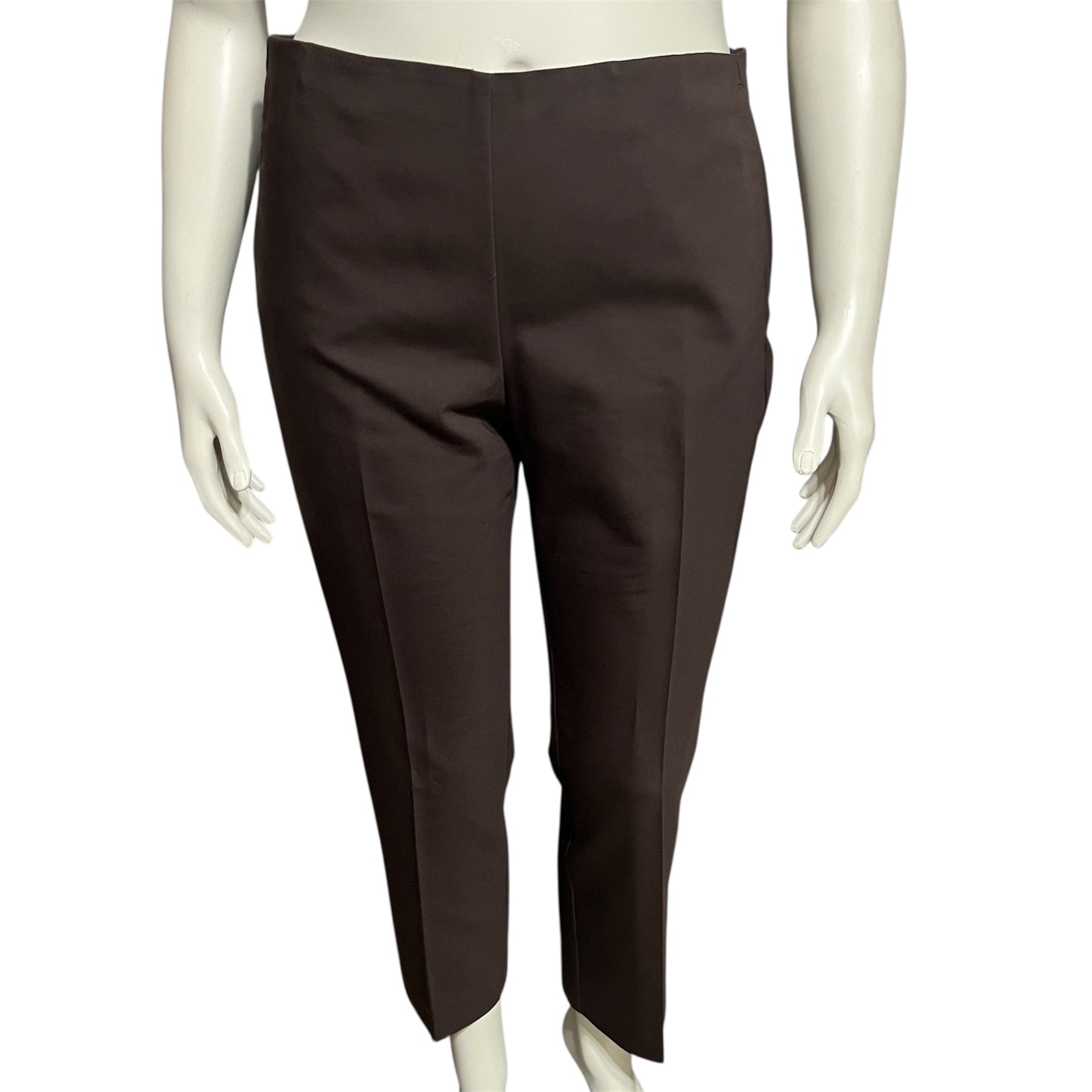 Chico's Dark Brown Pull On Fitted Career Pants Sz-2 Short (Large)
