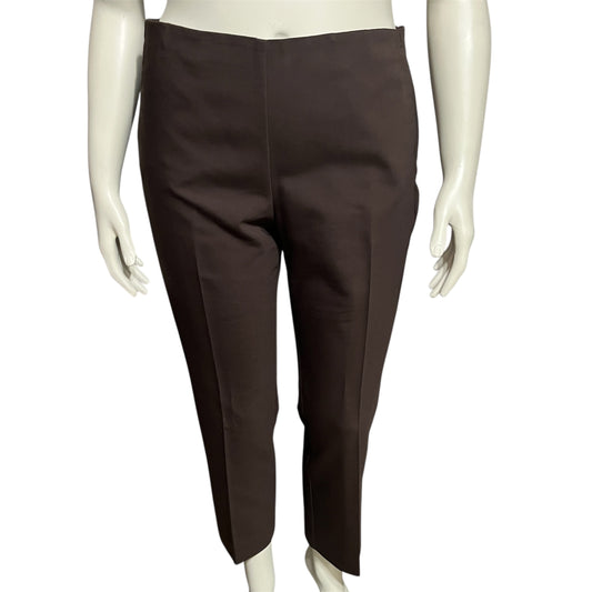 Chico's Dark Brown Pull On Fitted Career Pants Sz-2 Short (Large)