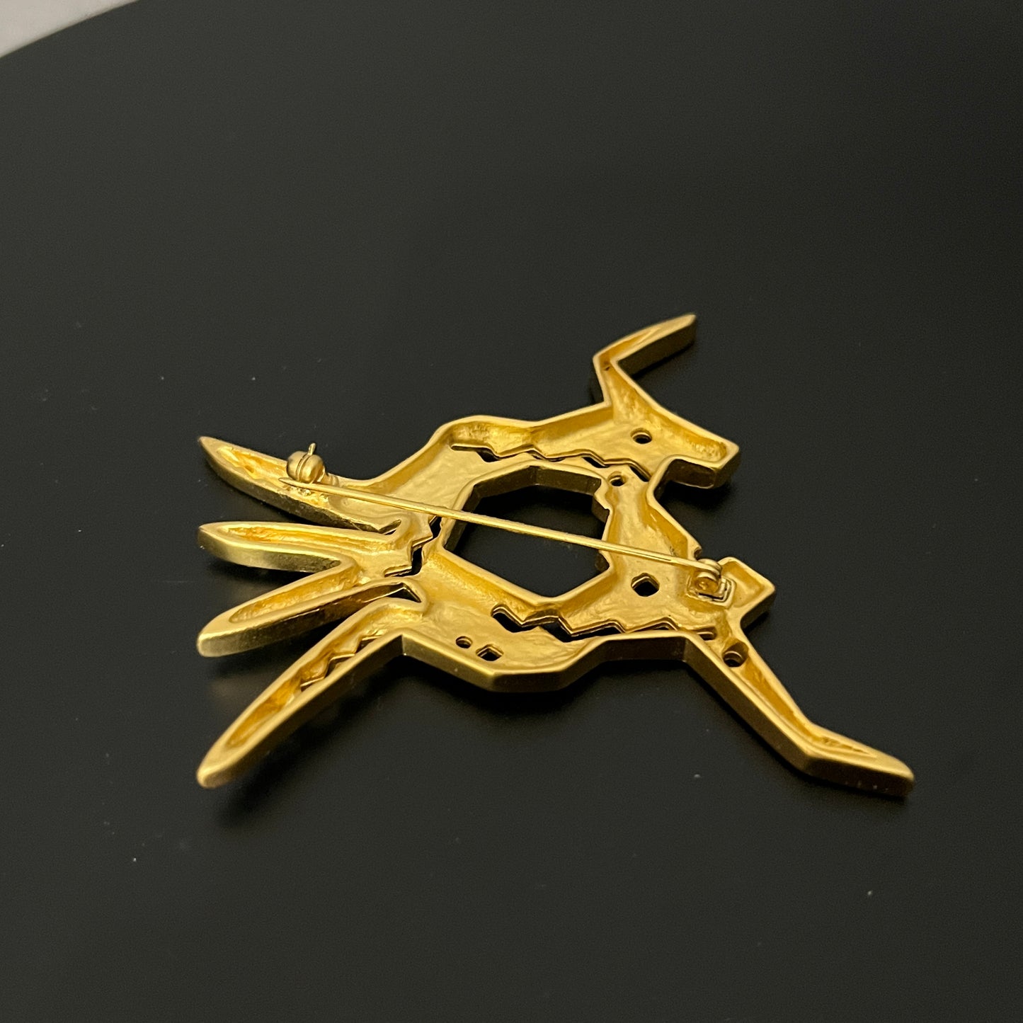 Unique Vintage Gold Dancing Figures Brooch