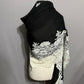 Clever Carriage Company Black and White Lace Wool Silk Scarf