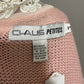 Vintage Chaus Light Pink Lace Collar Cardigan Sweater Petite