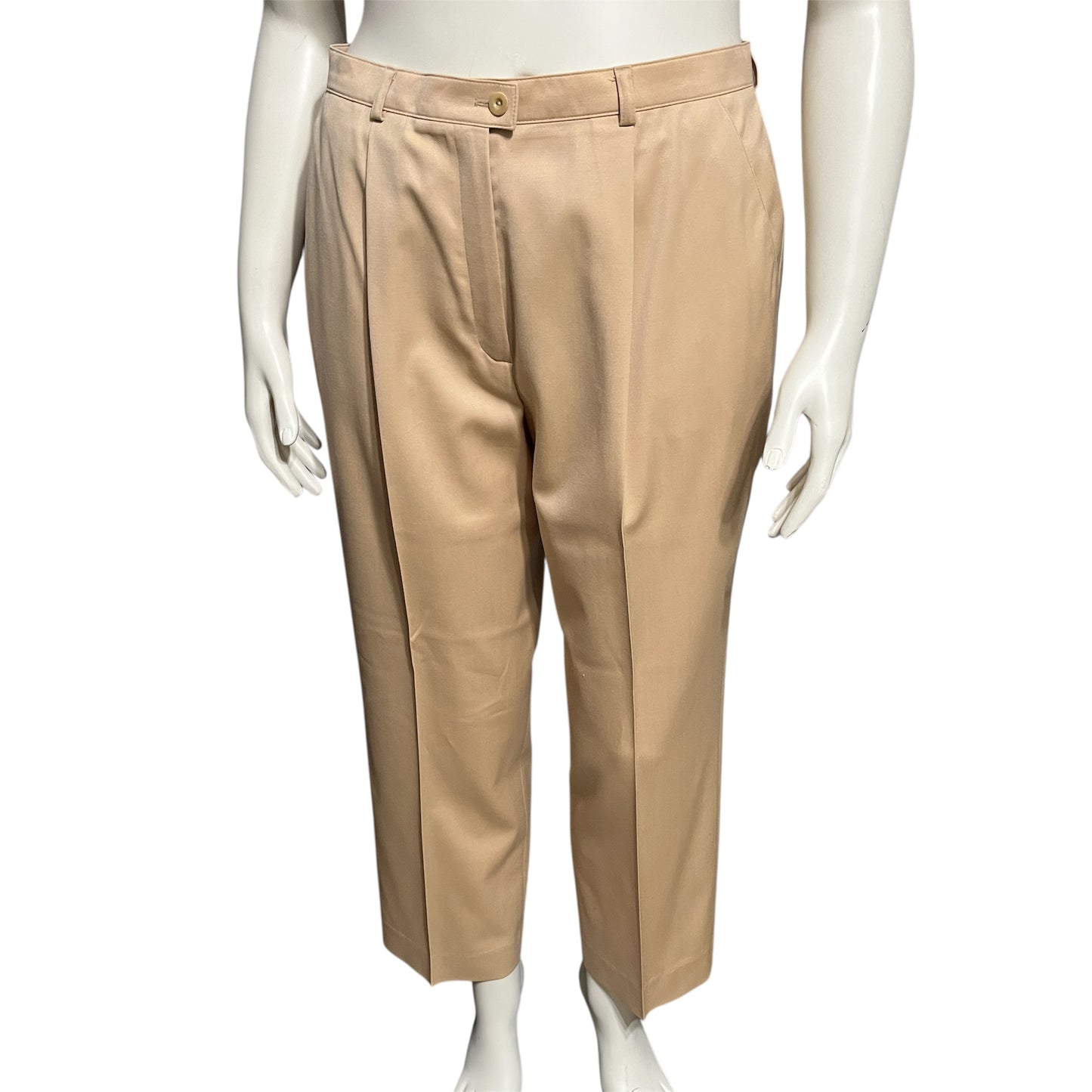 Escada Beige Wool Pleated Career Blend Pants Sz-14