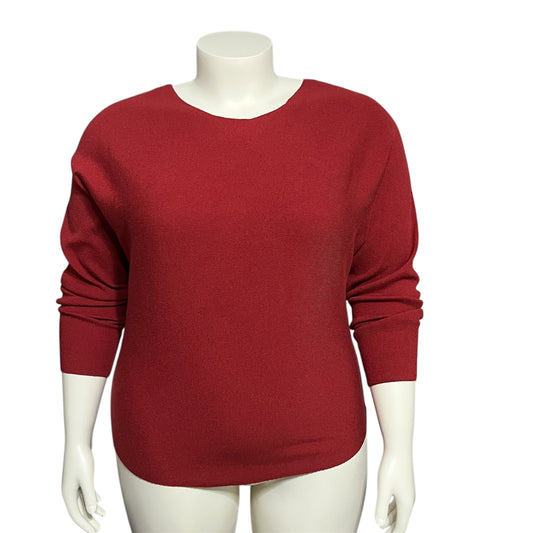 Ten-Oh-8 Rust Red Button Back Sweater Sz-XL