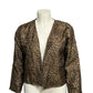 Chicos Blazer Jacket Leopard 100% Silk Brown Sequins Blazer Sz-Large