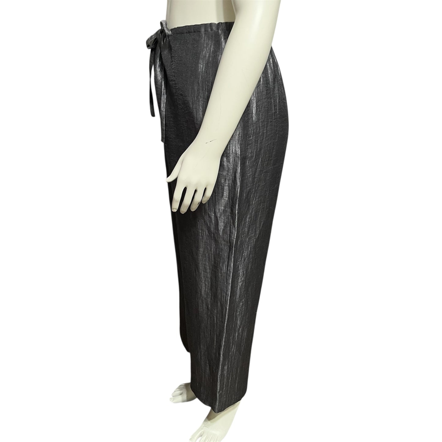 DKNY Silver Linen Blend Drawstring Dress Pants Sz-Large