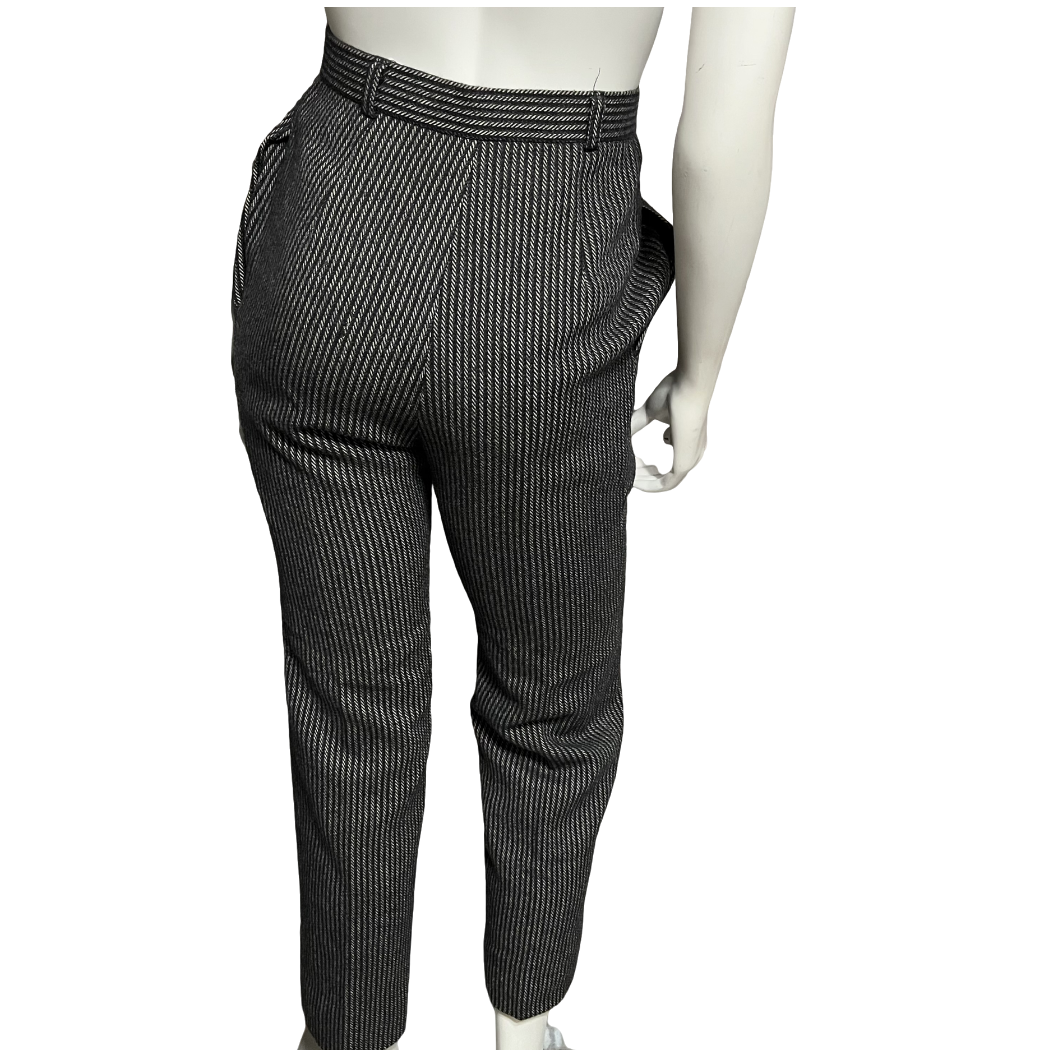 Vintage Anne Klein Striped Wool Lined High Waisted Pants Sz-6