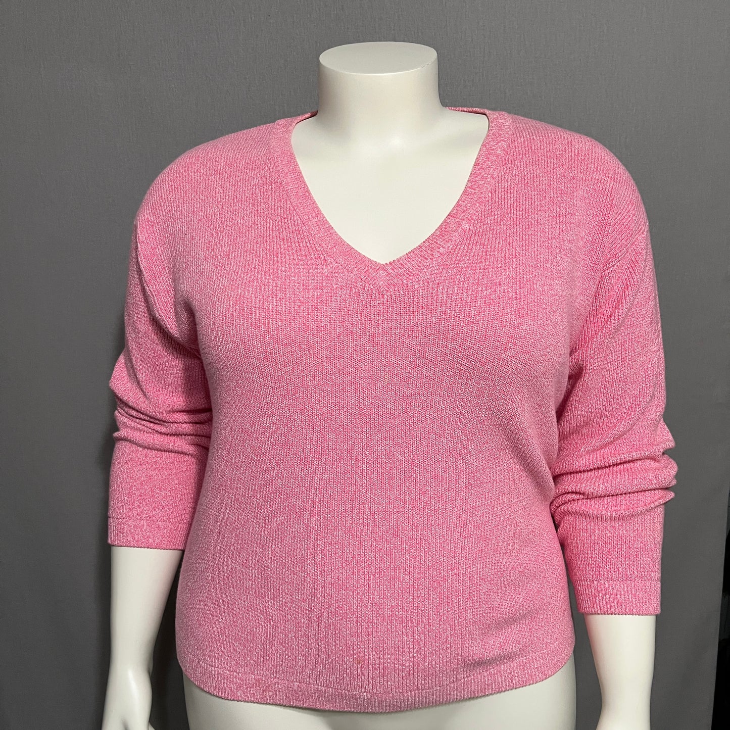 Evelyn & Arthur Pink Marled V Neck Sweater XL