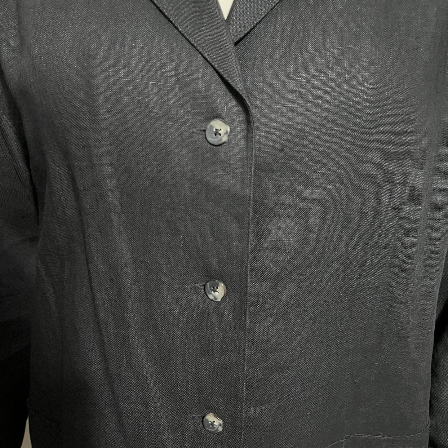 Ellen Tracy Black Linen Shirt Sz-12