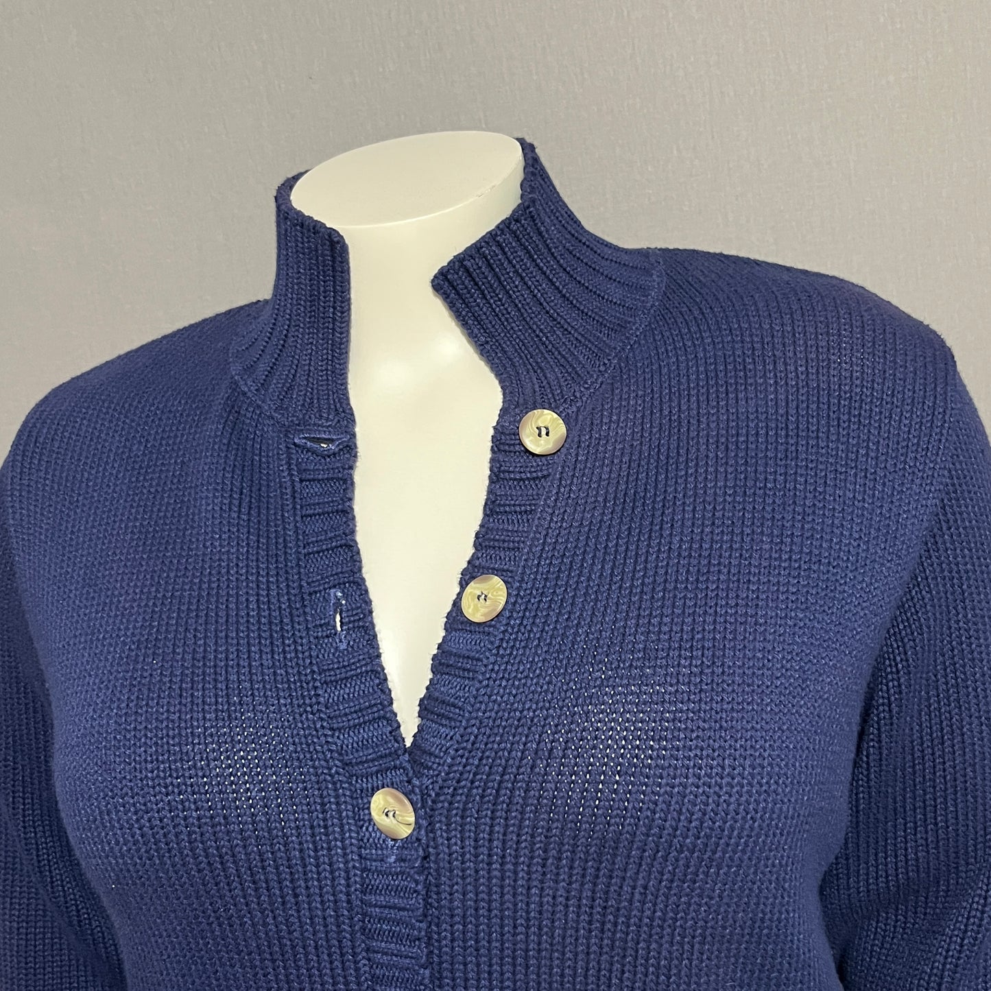Blue Knit Sweater by Bkg & Company 100% Cotton Cardigan Sz-One Size