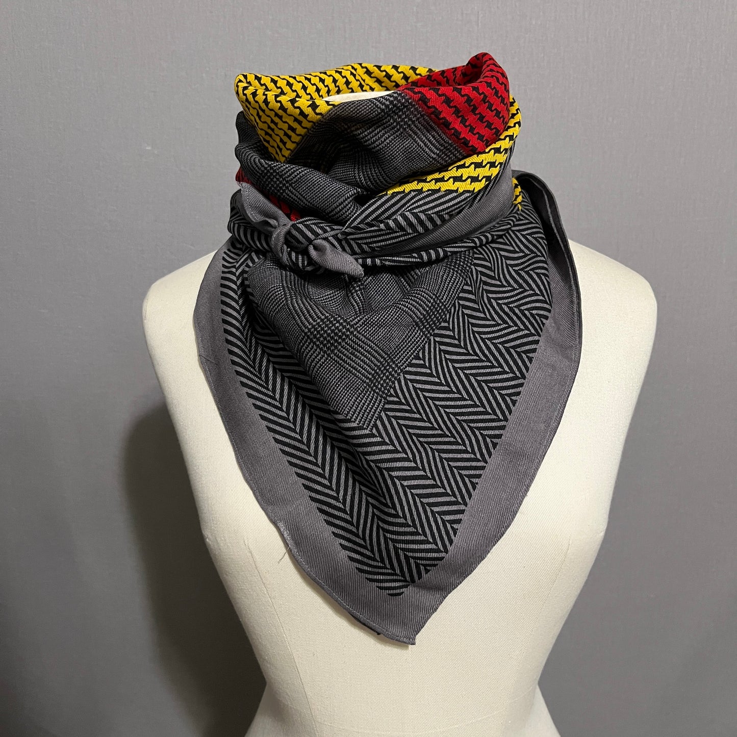 Geoffrey Beene Gray and Yellow Unisex Herringbone Wool Scarf