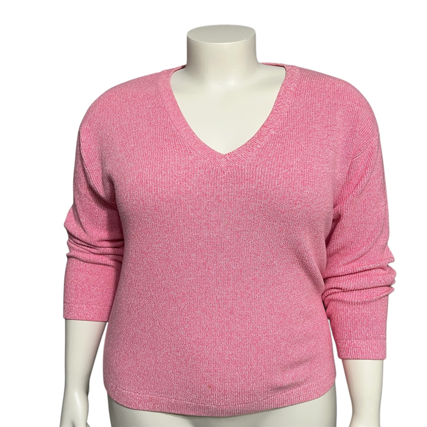 Evelyn & Arthur Pink Marled V Neck Sweater XL
