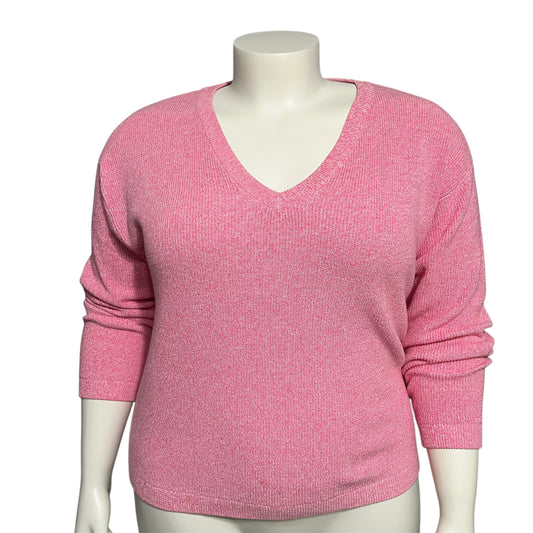 Evelyn & Arthur Pink Marled V Neck Sweater XL