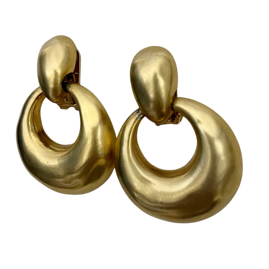 Vintage Gold Brass Hoop Earrings