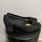 clarks womens shoes 7.5 m Black Bow Round Toe Suede Low Heel Career Shoes