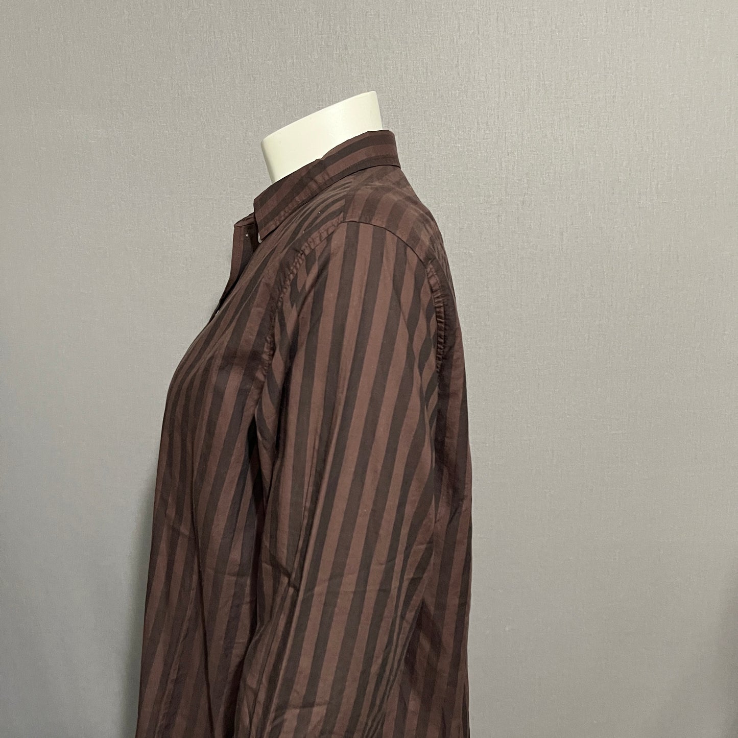 Everlane Brown Striped 100% Oversized Cotton Shirt Sz-16
