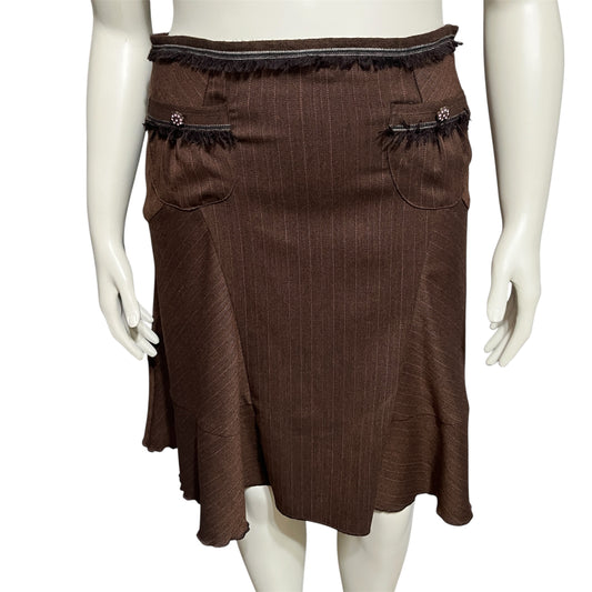 Chic A-Line Godet Stripe Brown & Pink Skirt