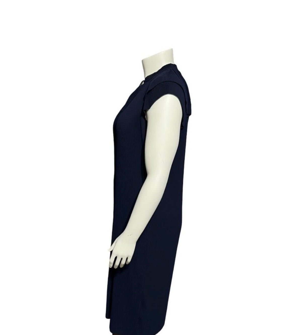J. McLaughlin Navy Accordion Pleated Flutter Sleeve Midi Dress Sz-Medium