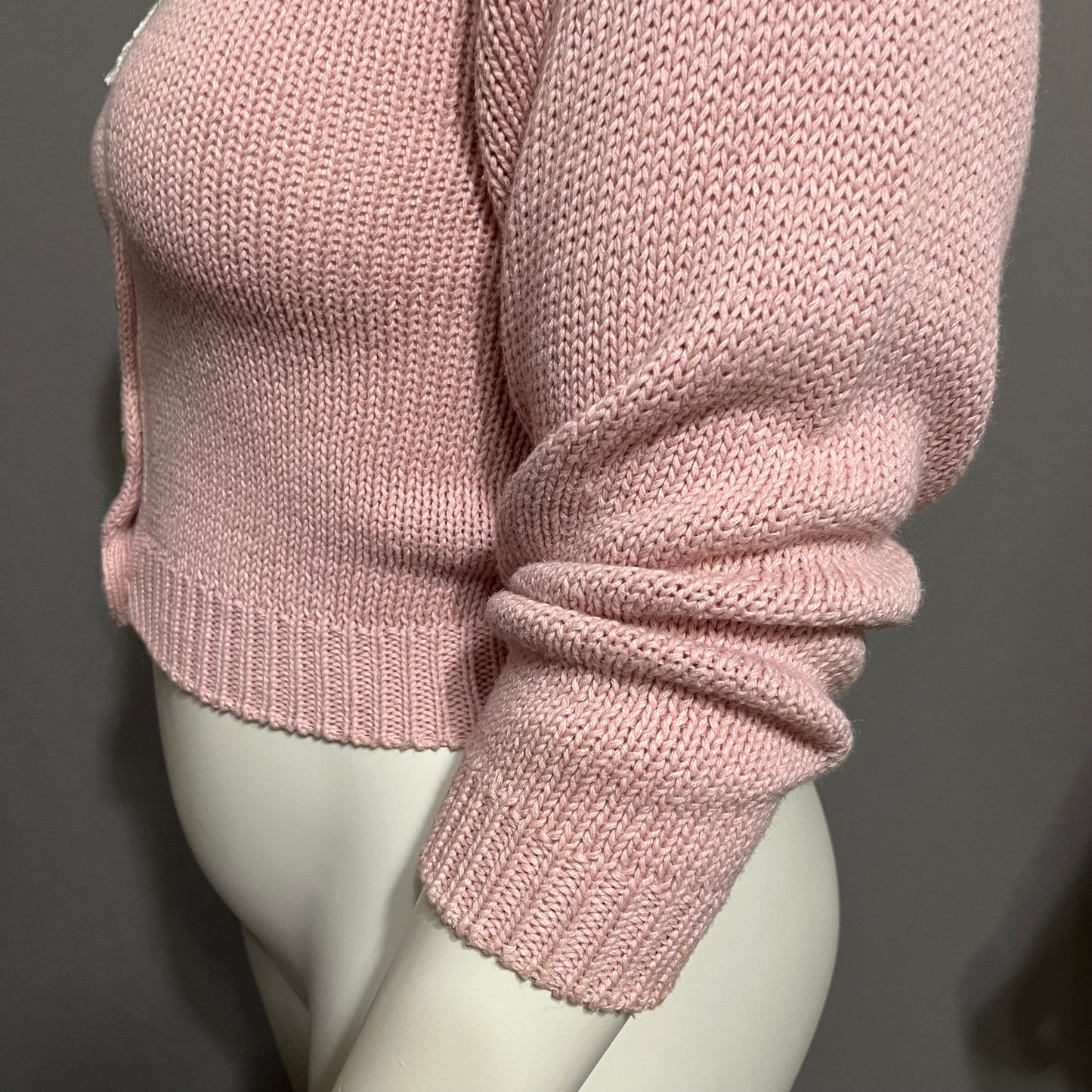 Vintage Chaus Light Pink Lace Collar Cardigan Sweater Petite