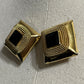 Vintage Square Gold and Black Made In Italy Clip On Earrings