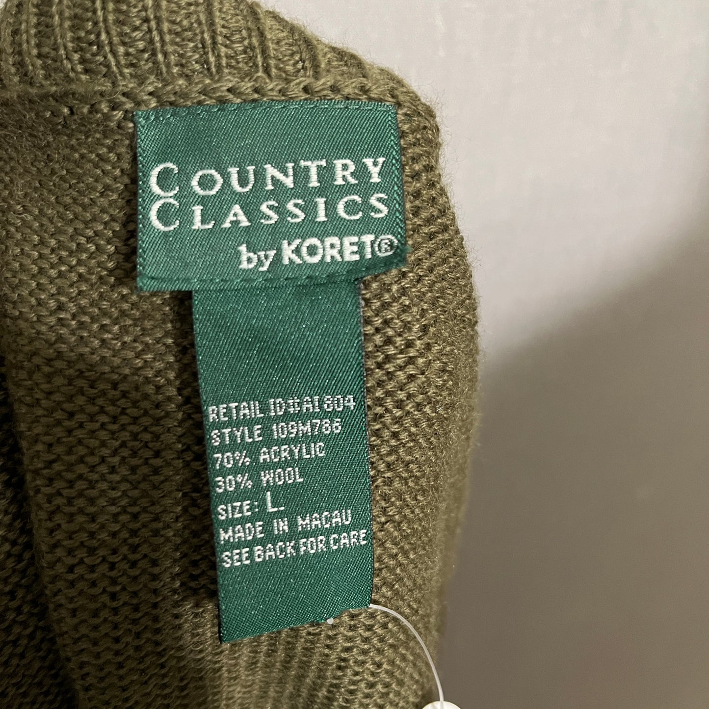 Koret Country Classics Olive Knit Vest