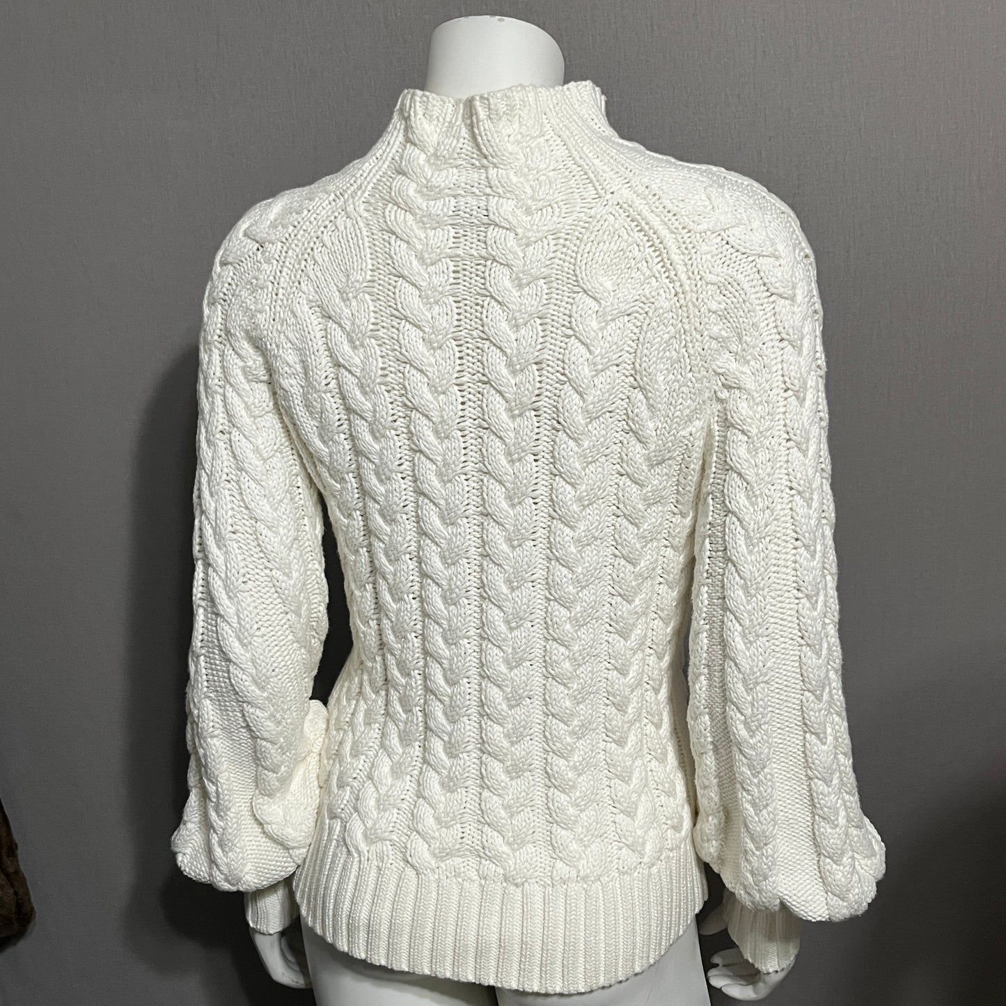 W by Worth Cotton Cream Balloon Sleeve Sweater Sz-Small