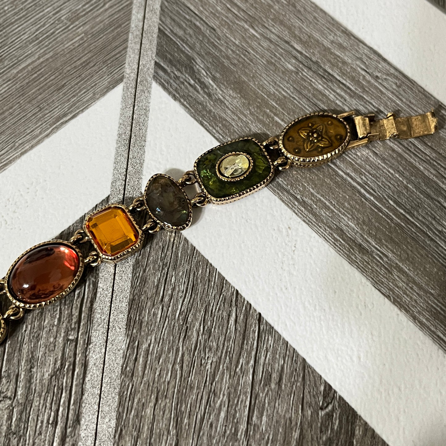 Fall Themed Autumn Multi-Stone Jeweled Bracelet