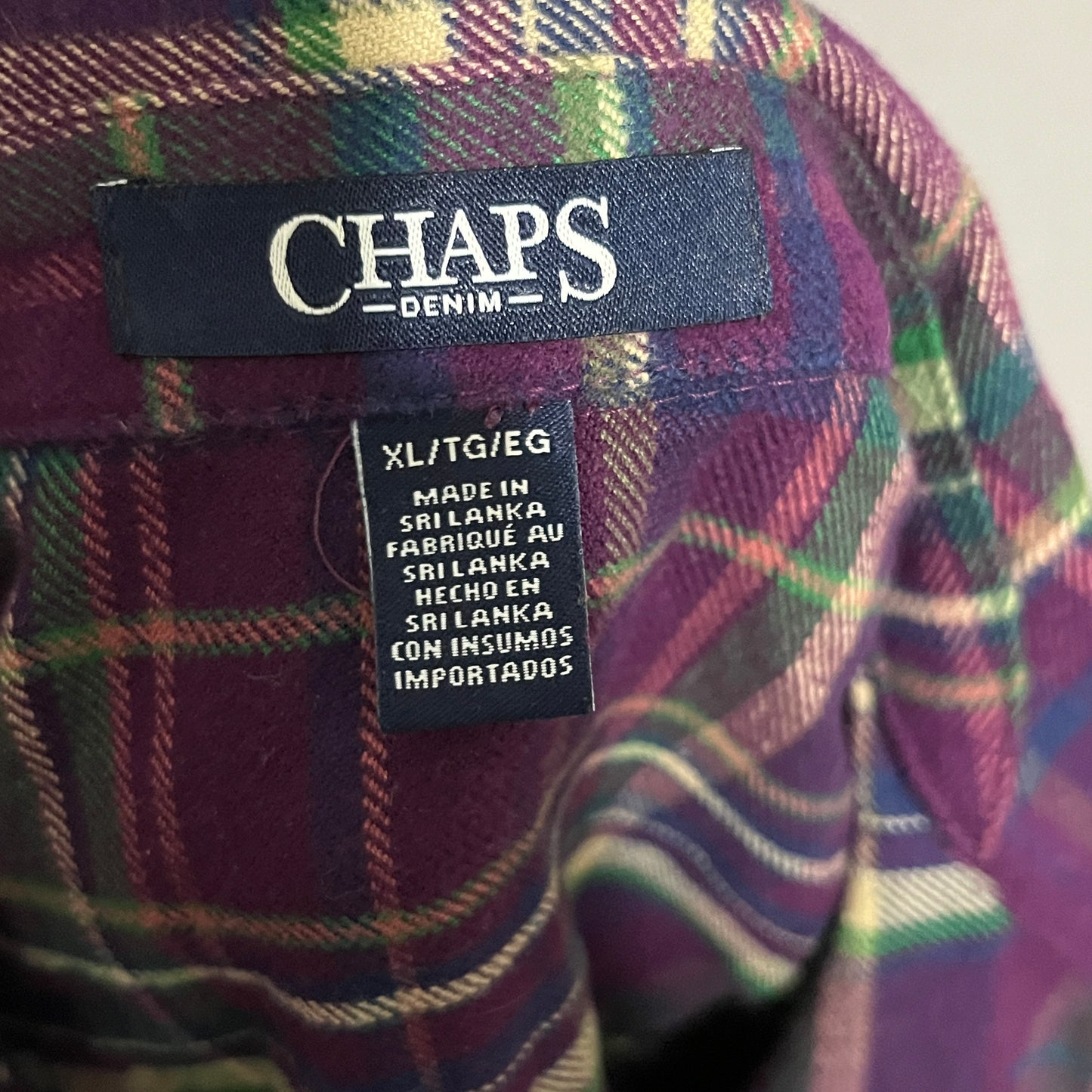 Chaps Purple Plaid Flannel Zip Up Shirt Sz-XL