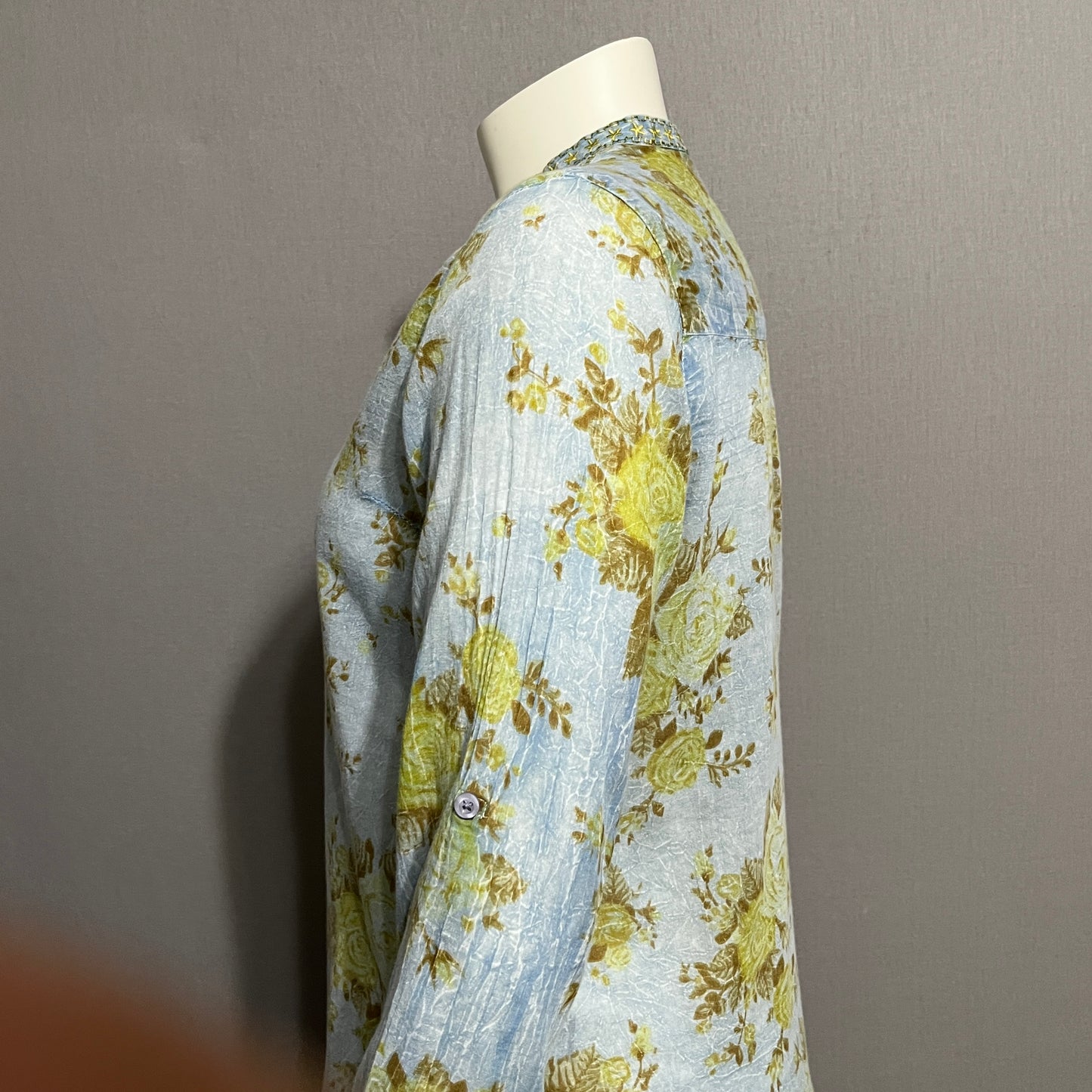 Floral Button Down Shirt in Blue and Green