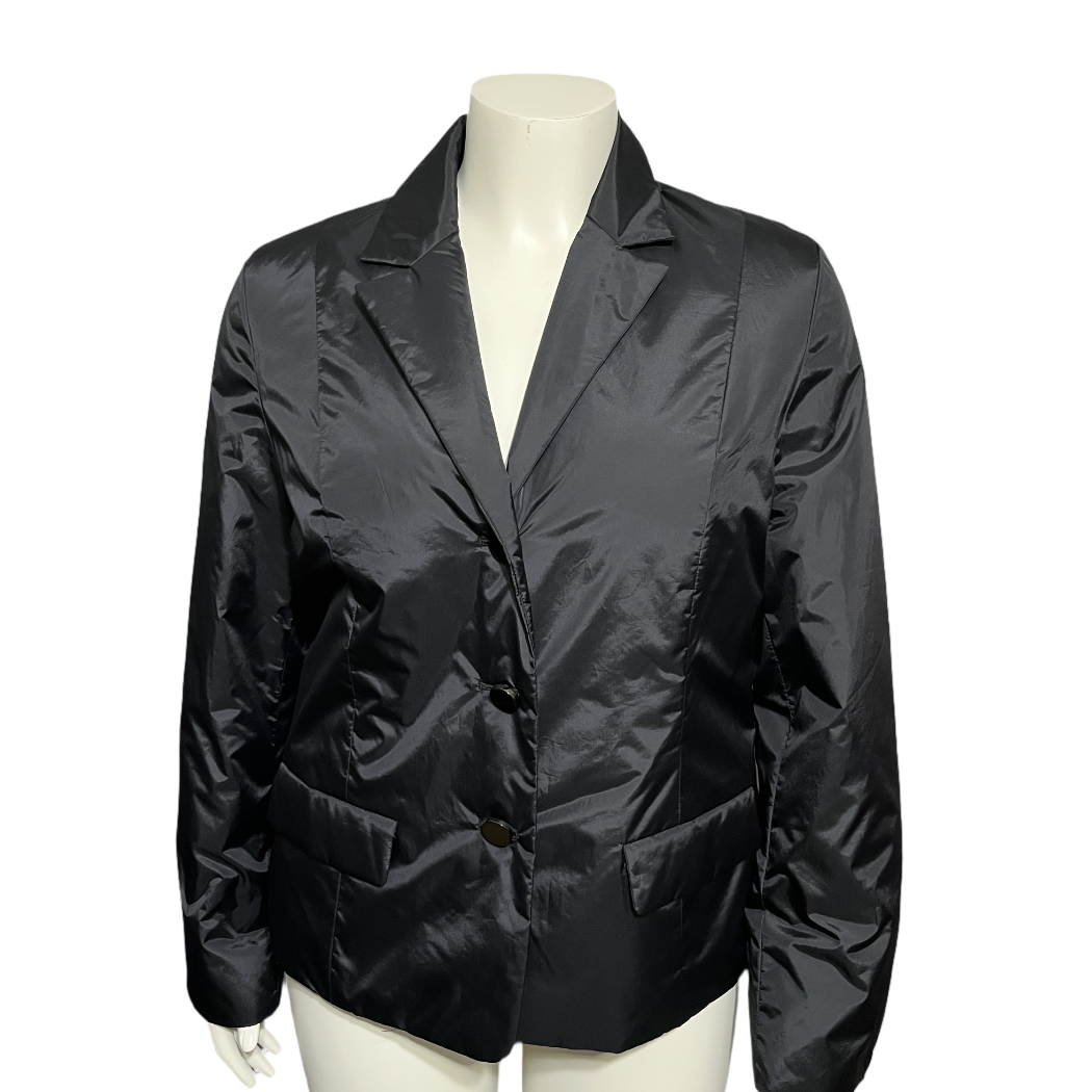 Talbots Black Puffer Button Front Blazer Jacket Sz-14 (Large)