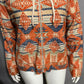 Chaps Tribal Aztec Print Orange Zip Up Hoodie Sz-XL