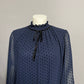 Navy Polka Dot High Neck Ruffle Hem Sheer Dress