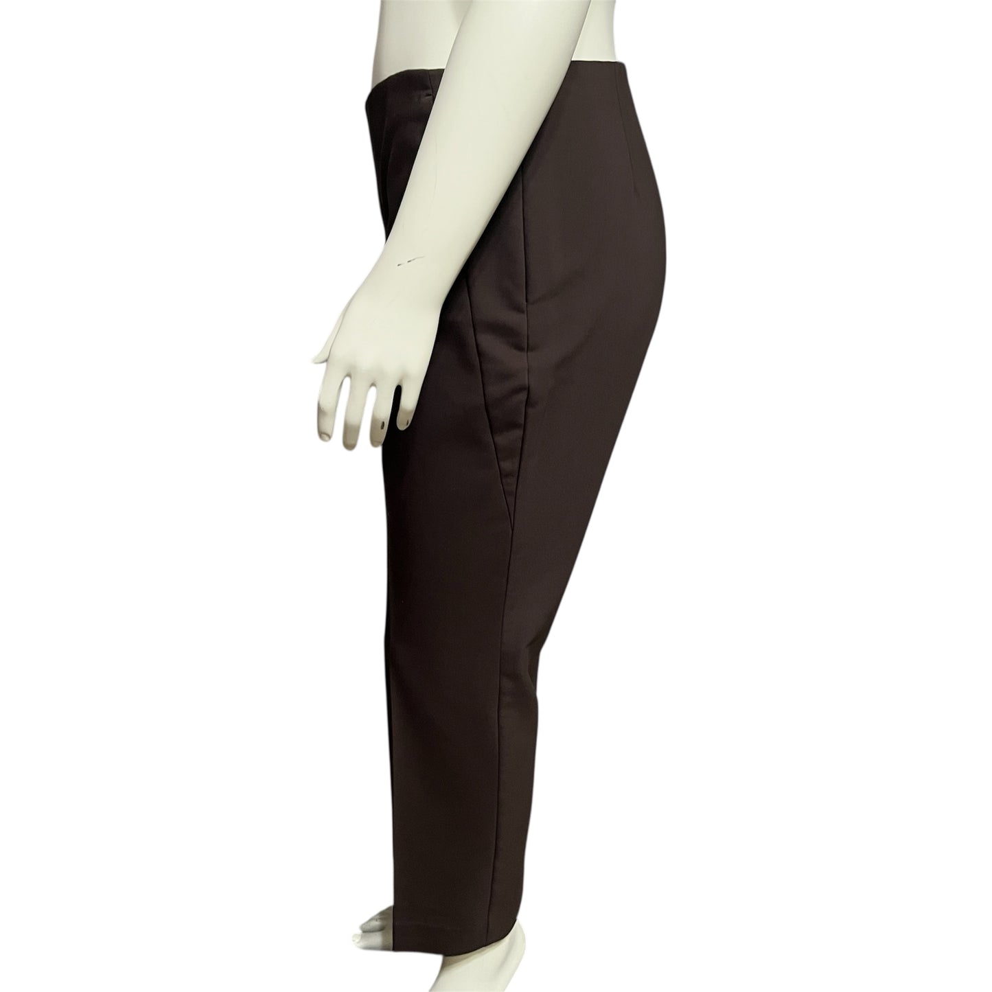 Chico's Dark Brown Pull On Fitted Career Pants Sz-2 Short (Large)