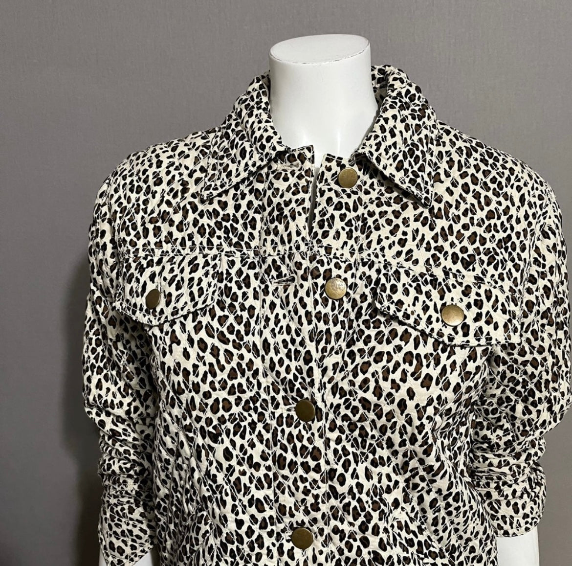 Coldwater Creek 100% Silk Leopard Print Quilted Jacket Sz-Small Petite