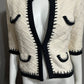 Cabi Textured Cream & Navy Sweater Sz-Small