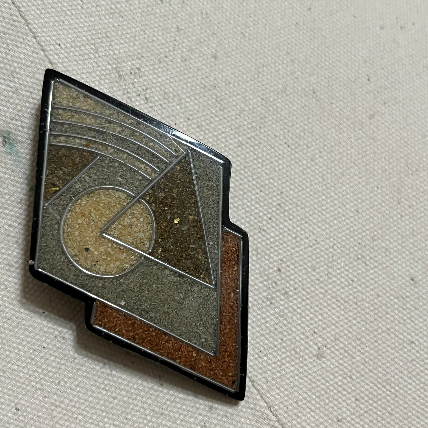 Vintage Geometric Brooch in Earth Tones