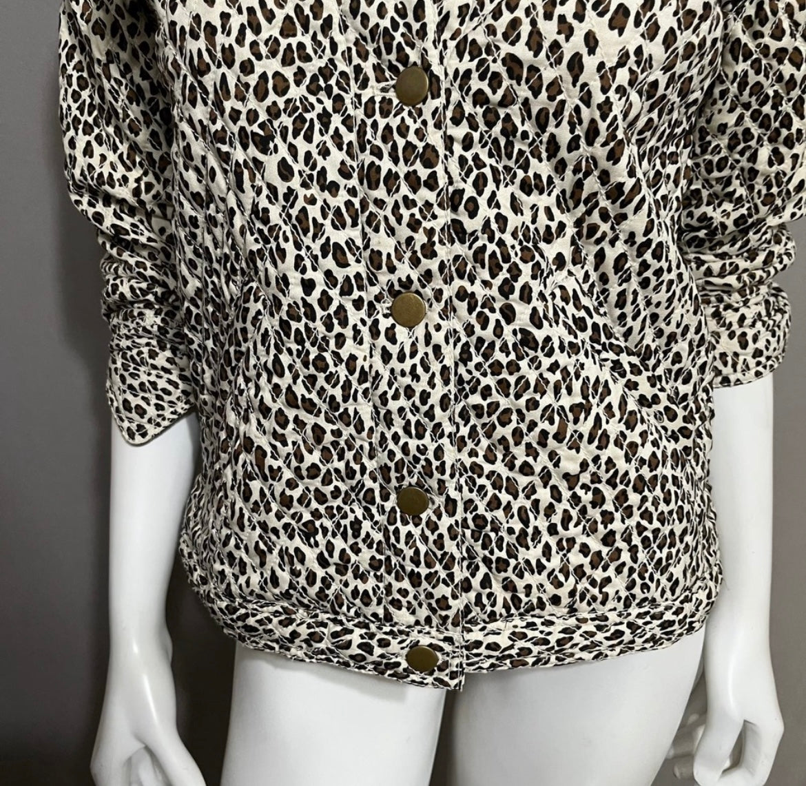 Coldwater Creek 100% Silk Leopard Print Quilted Jacket Sz-Small Petite