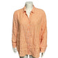 J. Jill Tangerine and White Linen Striped Shirt Top Sz-XL