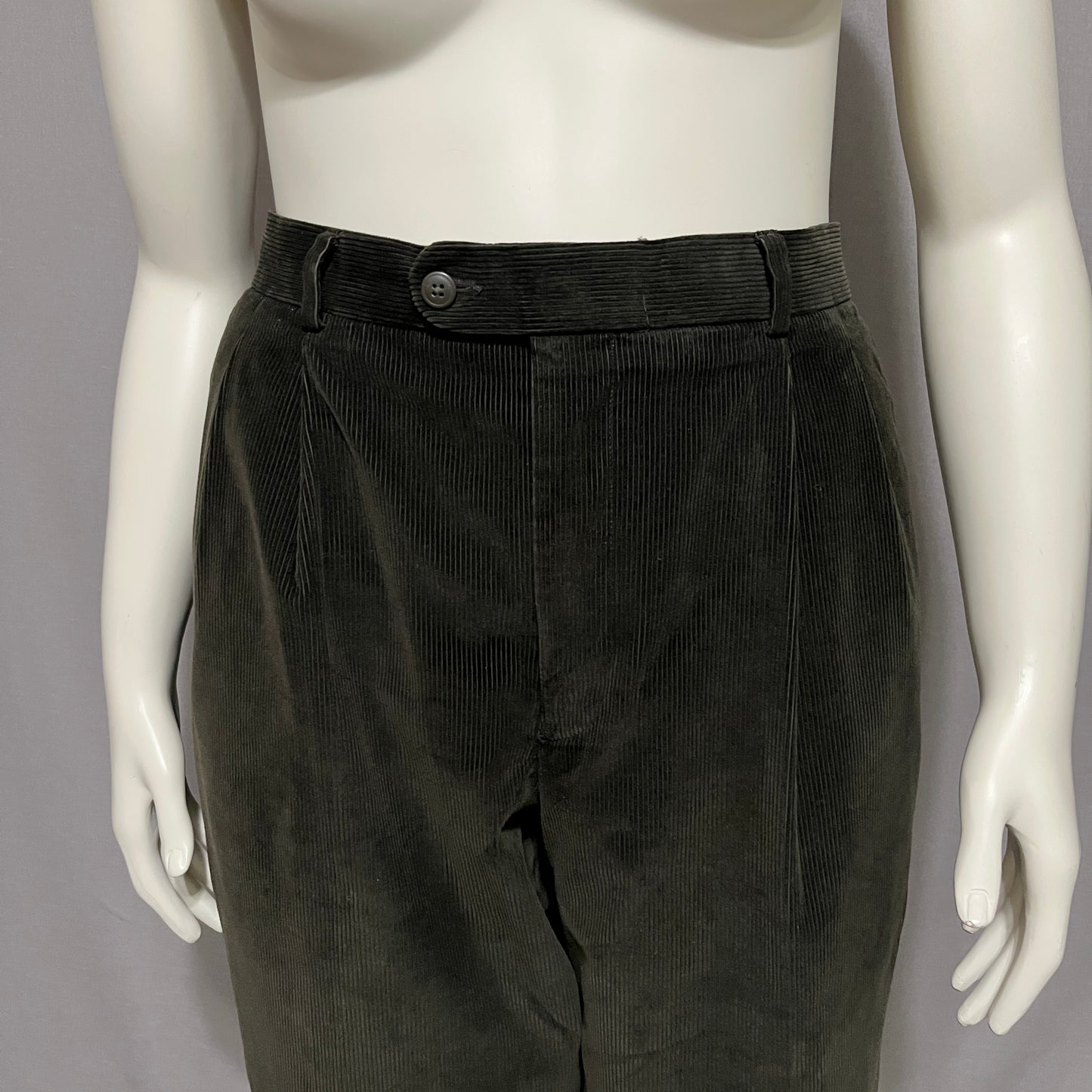 Linea Naturale Cashmere Olive Green Corduroy Pants Unisex Sz-36 or Large