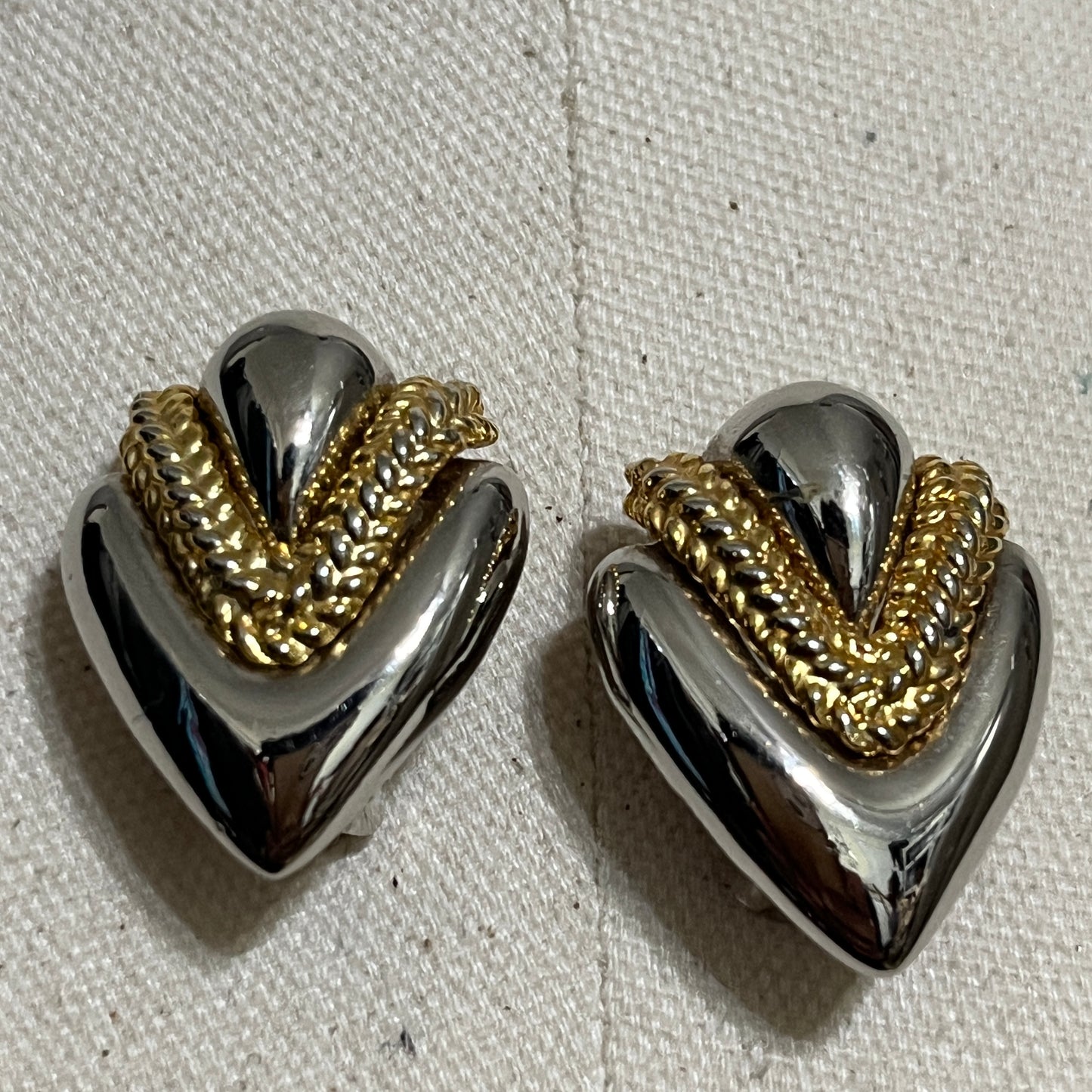 Vintage Silver and Gold Heart Earrings