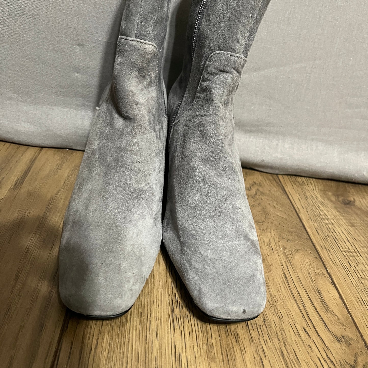 Aj Valenci Gray Suede Heeled Boots