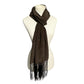 Chocolate Elegant Brown Silk Like Scarf with Fringe
